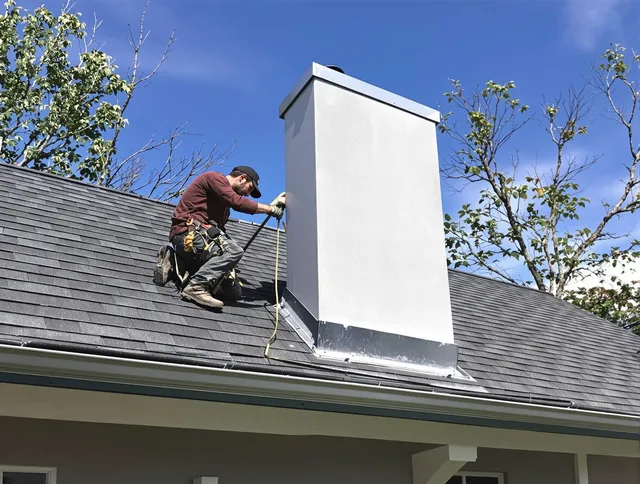 San Gabriel Chimney Sweep team member finishing chimney construction in San Gabriel, CA