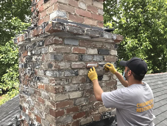 In-progress chimney restoration by San Gabriel Chimney Sweep in San Gabriel, CA